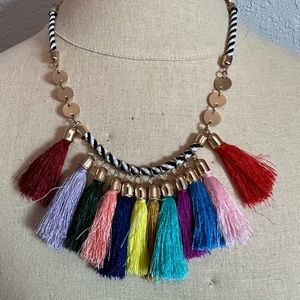 Funky multicolored tassel necklace